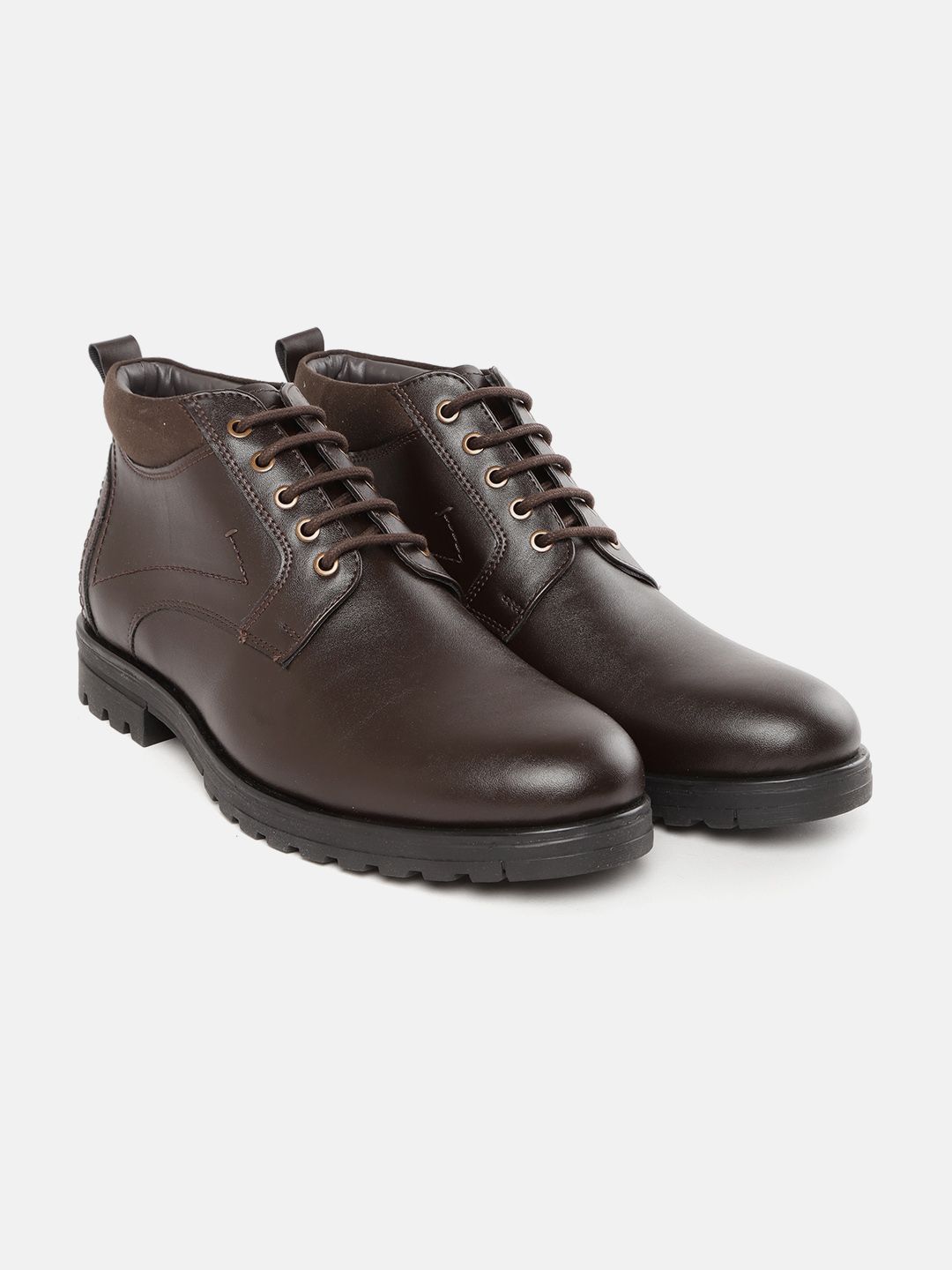 Roadster Men Coffee Brown Solid Mid-Top Flat Boots
