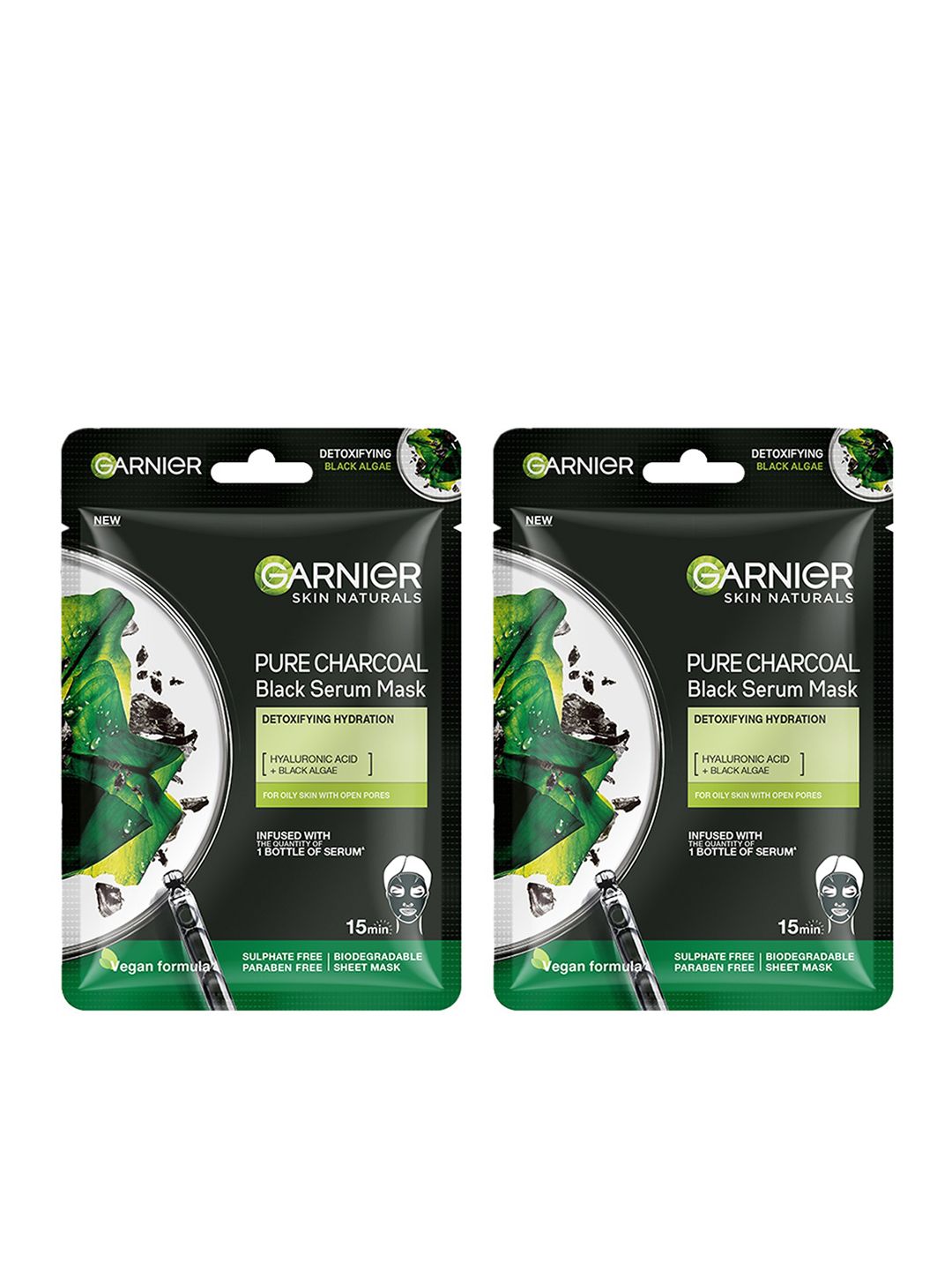 Garnier Skin Naturals Black Set of 2 Pure Charcoal Face Serum Sheet Mask-picture-36