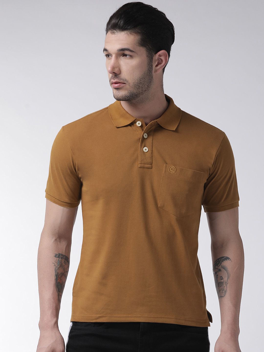 Chkokko Men Brown Solid Polo Collar T-shirt-picture-31