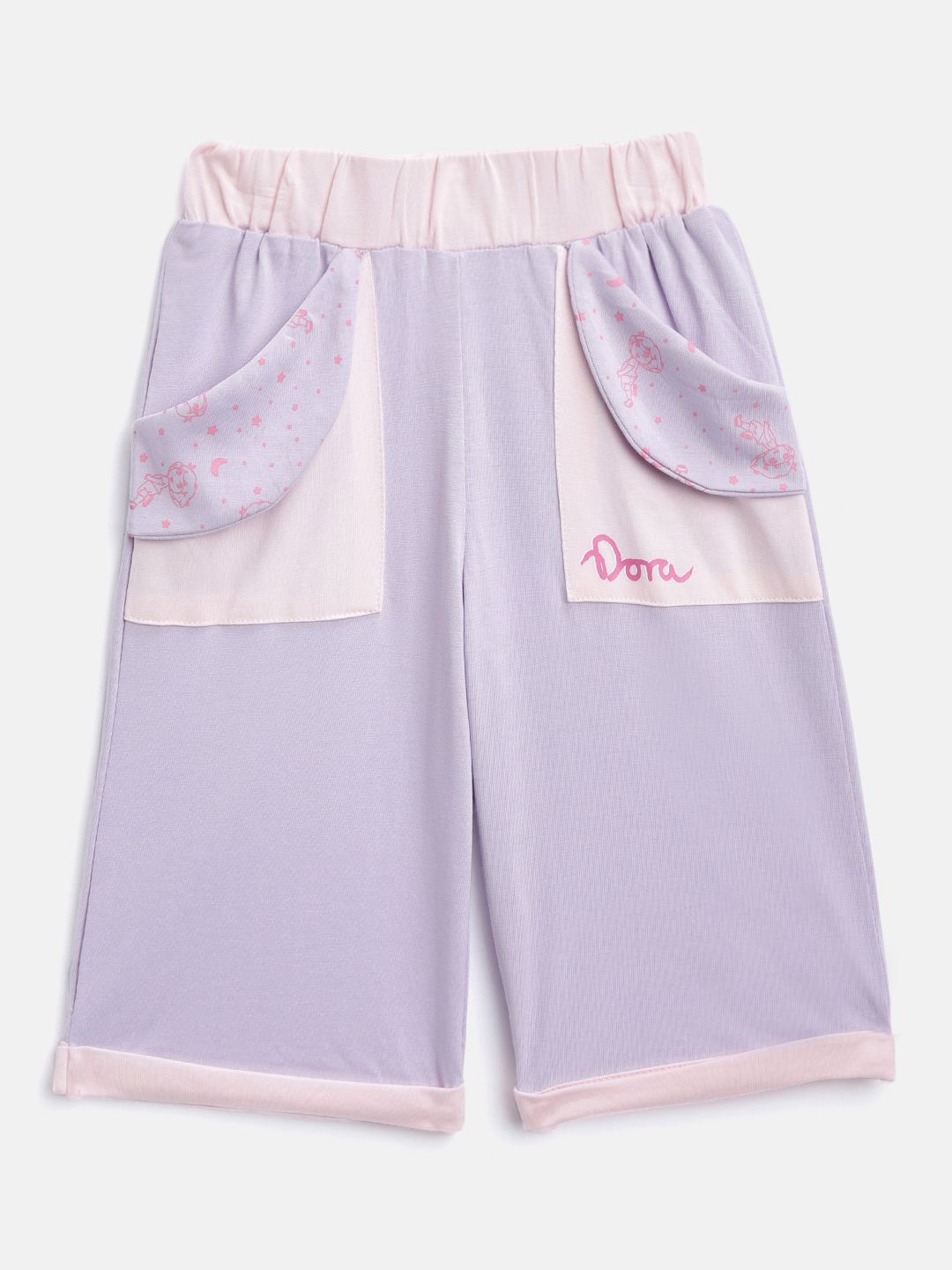 toothless Girls Dora Lavender & Pink Colourblocked Regular Fit Capris-picture-24