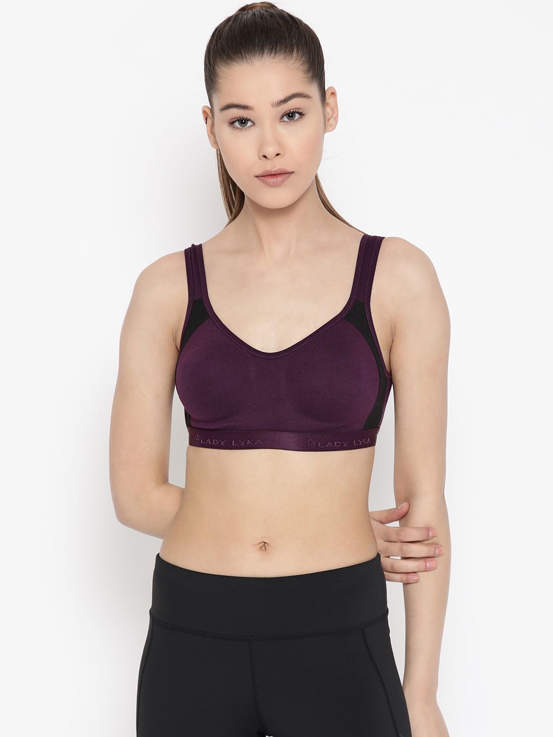 Lady Lyka Pack of 2 Non-Wired Non Padded Colourblocked Sport Bras