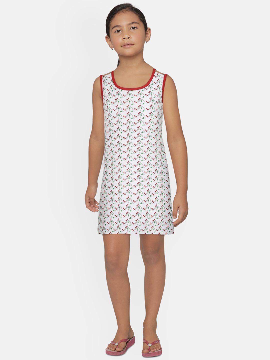 SINI MINI Girls White & Grey Printed Nightdress-image-44
