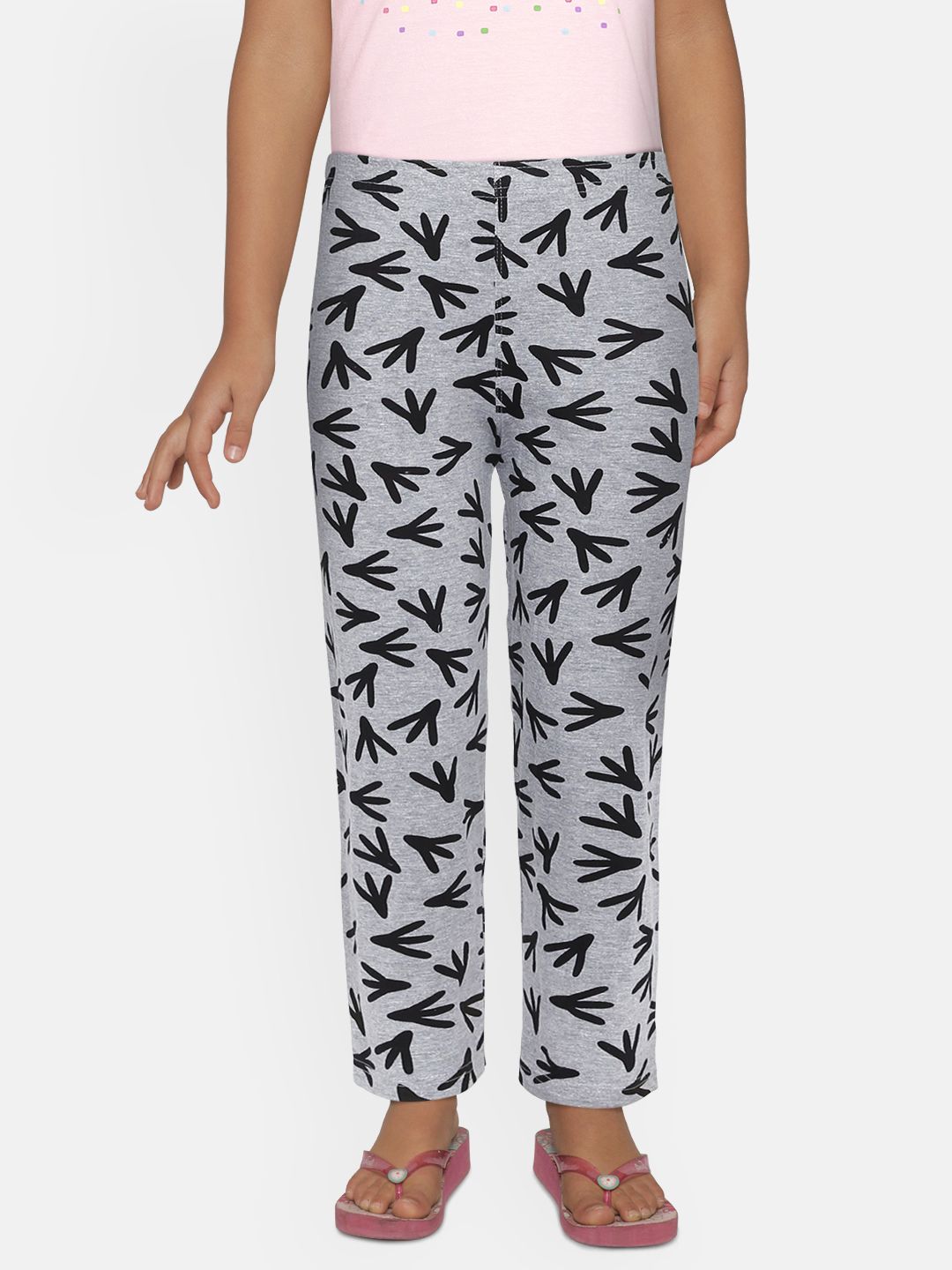 SINI MINI Girls Grey & Black Printed Lounge Pants-picture-41