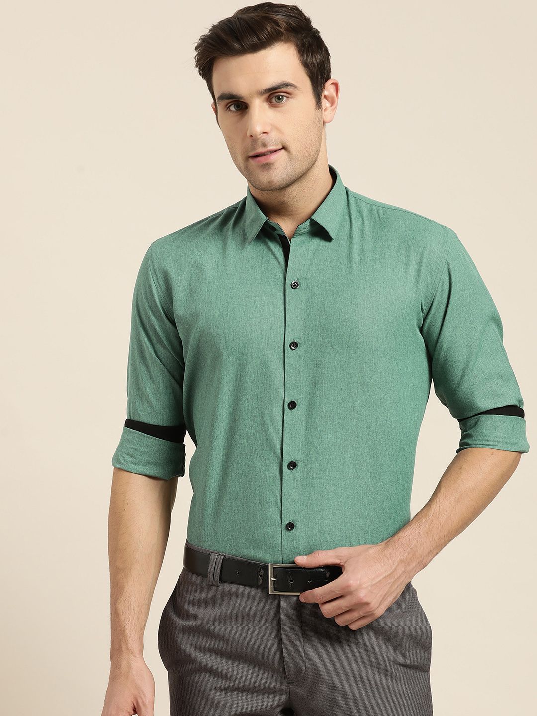 SOJANYA Men Green Classic Regular Fit Solid Formal Shirt-picture-35