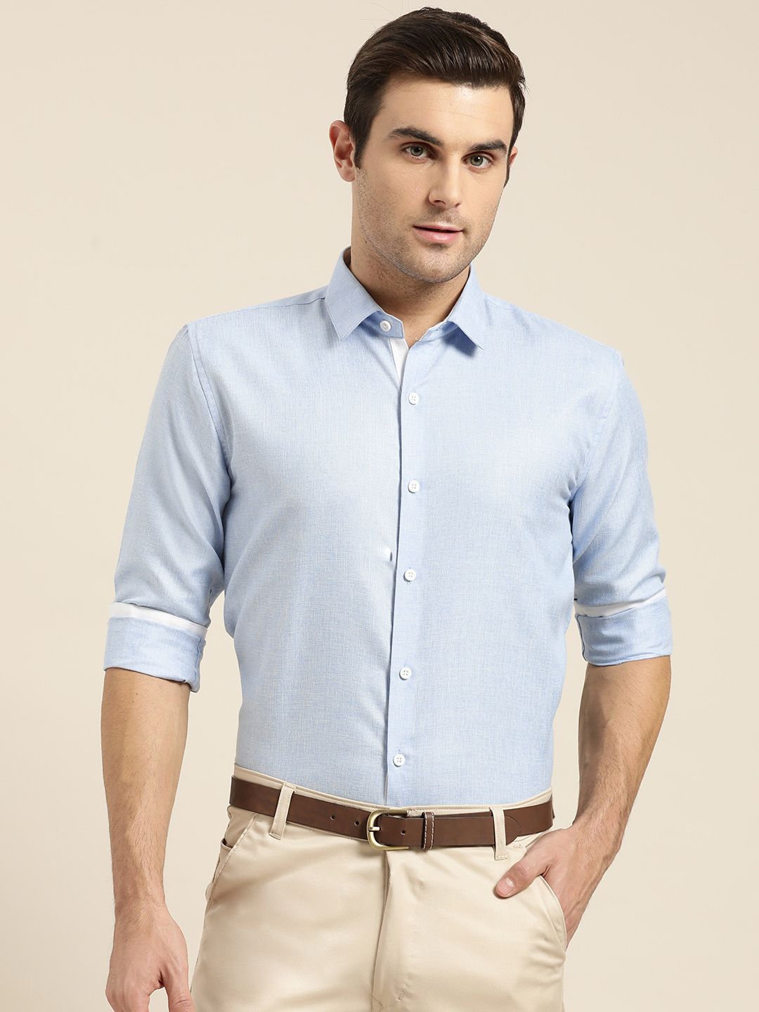 SOJANYA Men Blue Classic Regular Fit Solid Formal Shirt-picture-40