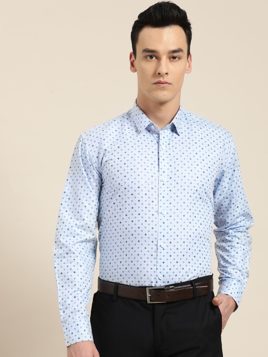 SOJANYA Men Blue Classic Regular Fit Printed Formal Shirt-picture-13