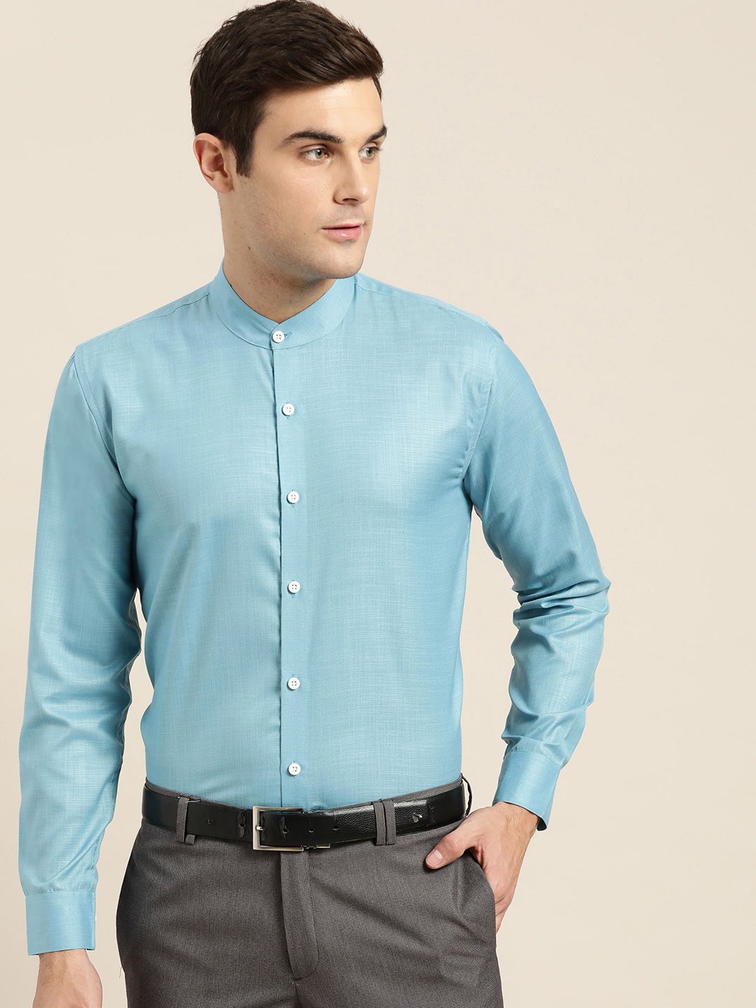 SOJANYA Men Blue Classic Fit Solid Formal Shirt-picture-21