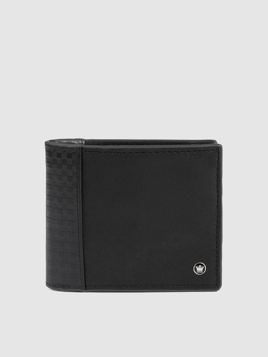 Louis Philippe Men Black Solid Two Fold Leather Wallet-picture-10