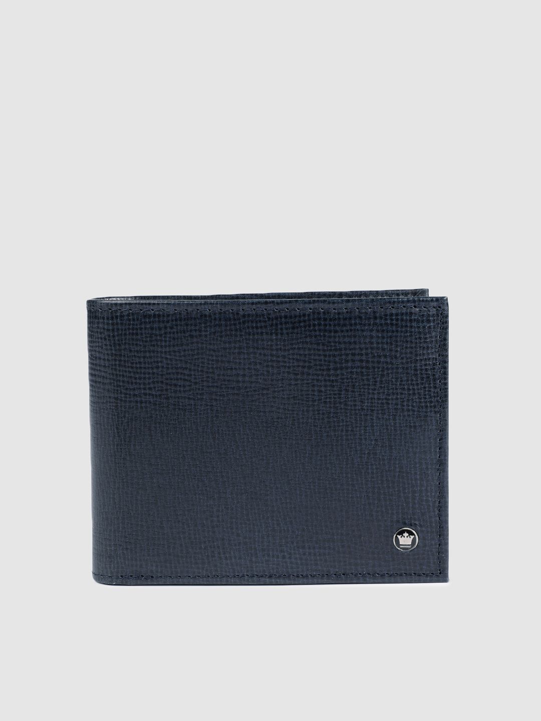 Louis Philippe Men Navy Blue Textured Two Fold Leather Wallet-picture-24