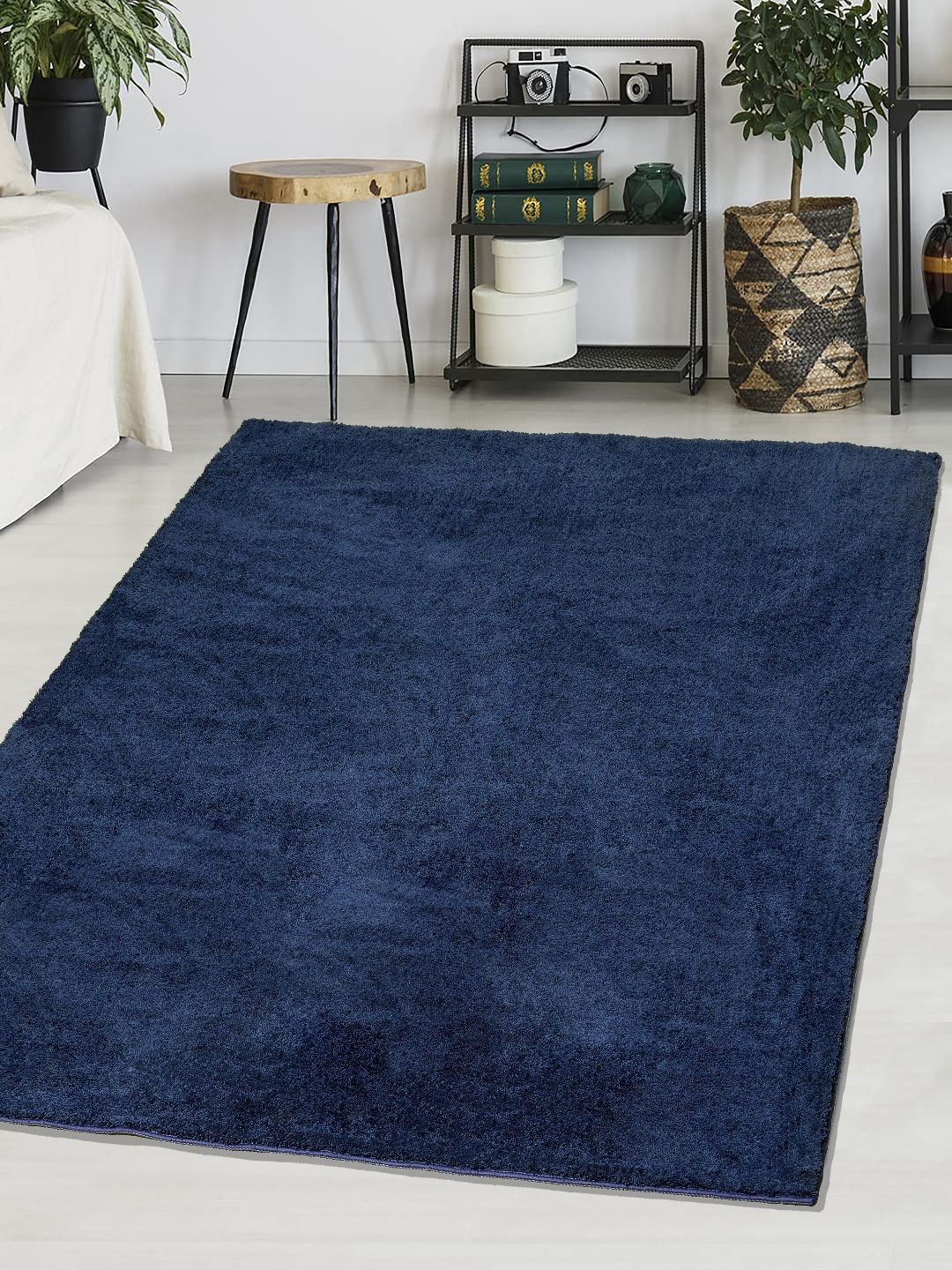Saral Home Blue Solid Shaggy Anti-Skid Carpet-picture-33
