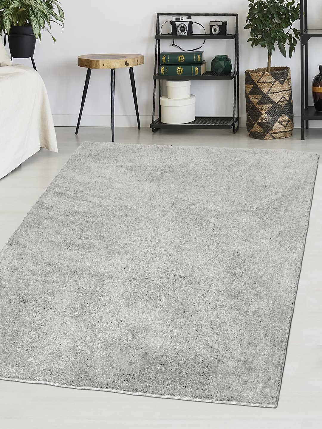 Saral Home Grey Solid Shaggy Anti-Skid Carpet-picture-21