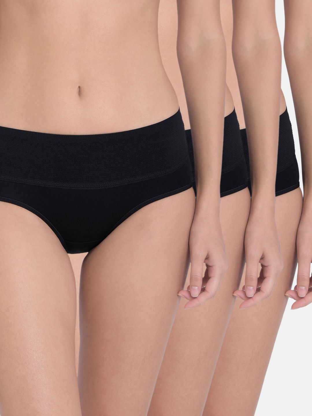 Red Rose Women Pack of 3 Black Solid Shaper Briefs-picture-28