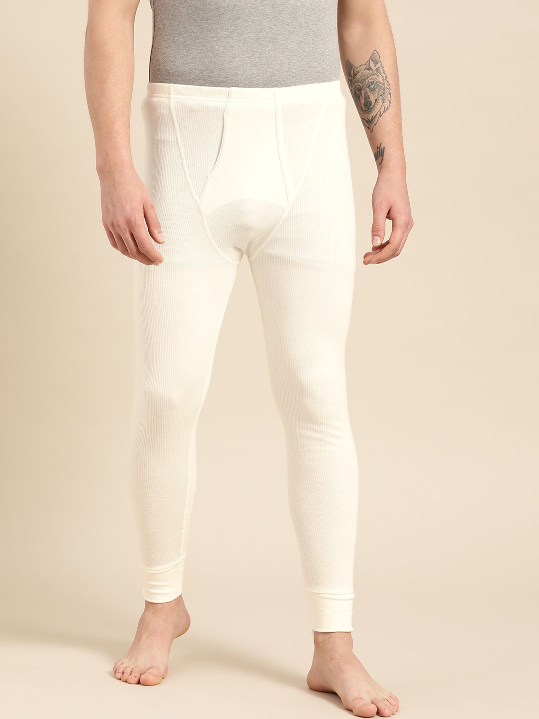 Jockey Men Off-White Ribbed Thermal Bottom-picture-26