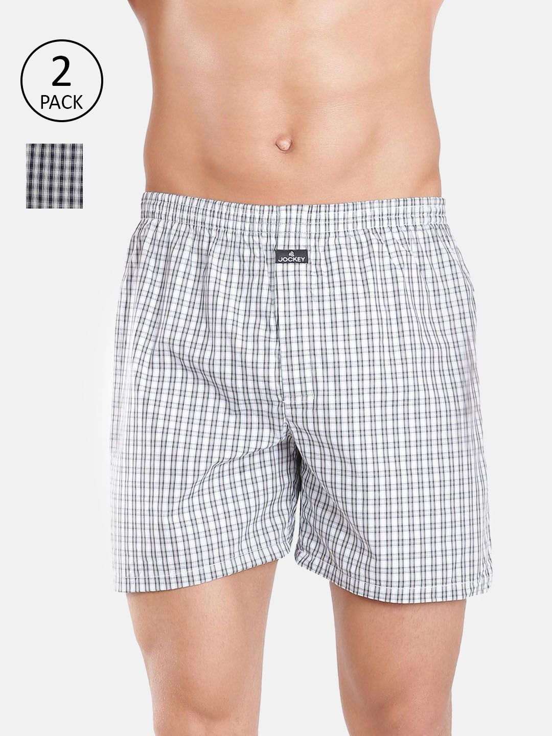 Jockey Men Pack of 2 Assorted Checked Pure Cotton Boxers-picture-27