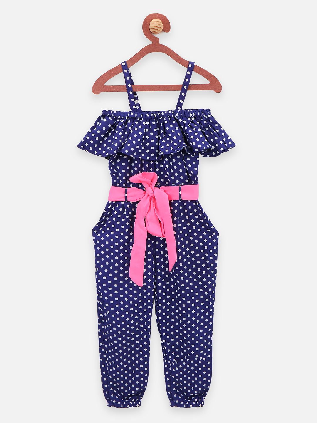 LilPicks Girls Navy Blue & White Printed Basic Jumpsuit-picture-20
