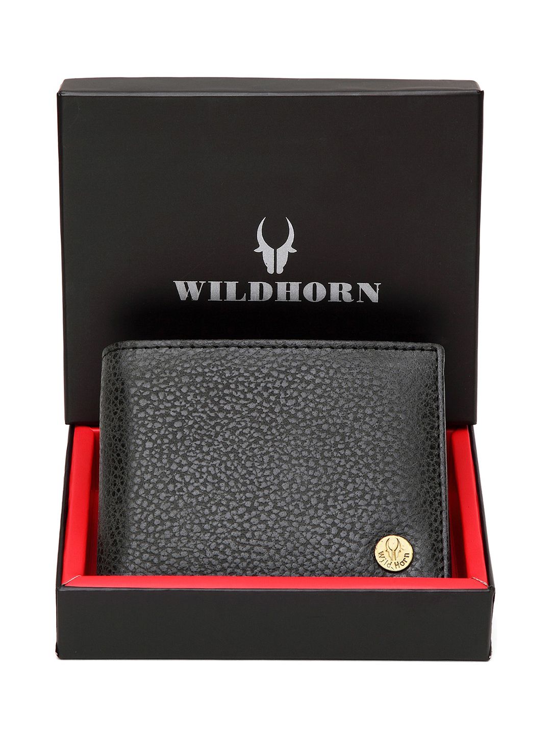 WildHorn Men Black Solid RFID Protected Genuine Leather Two Fold Wallet-image-12