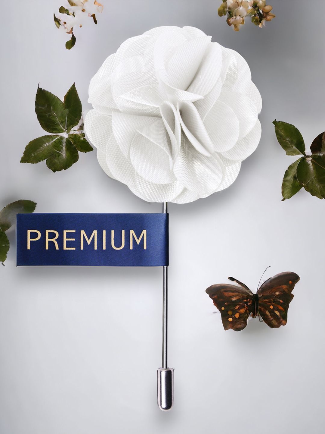 PELUCHE Unisex White Floral Ornamental Treat Brooch Lapel Pin-picture-40