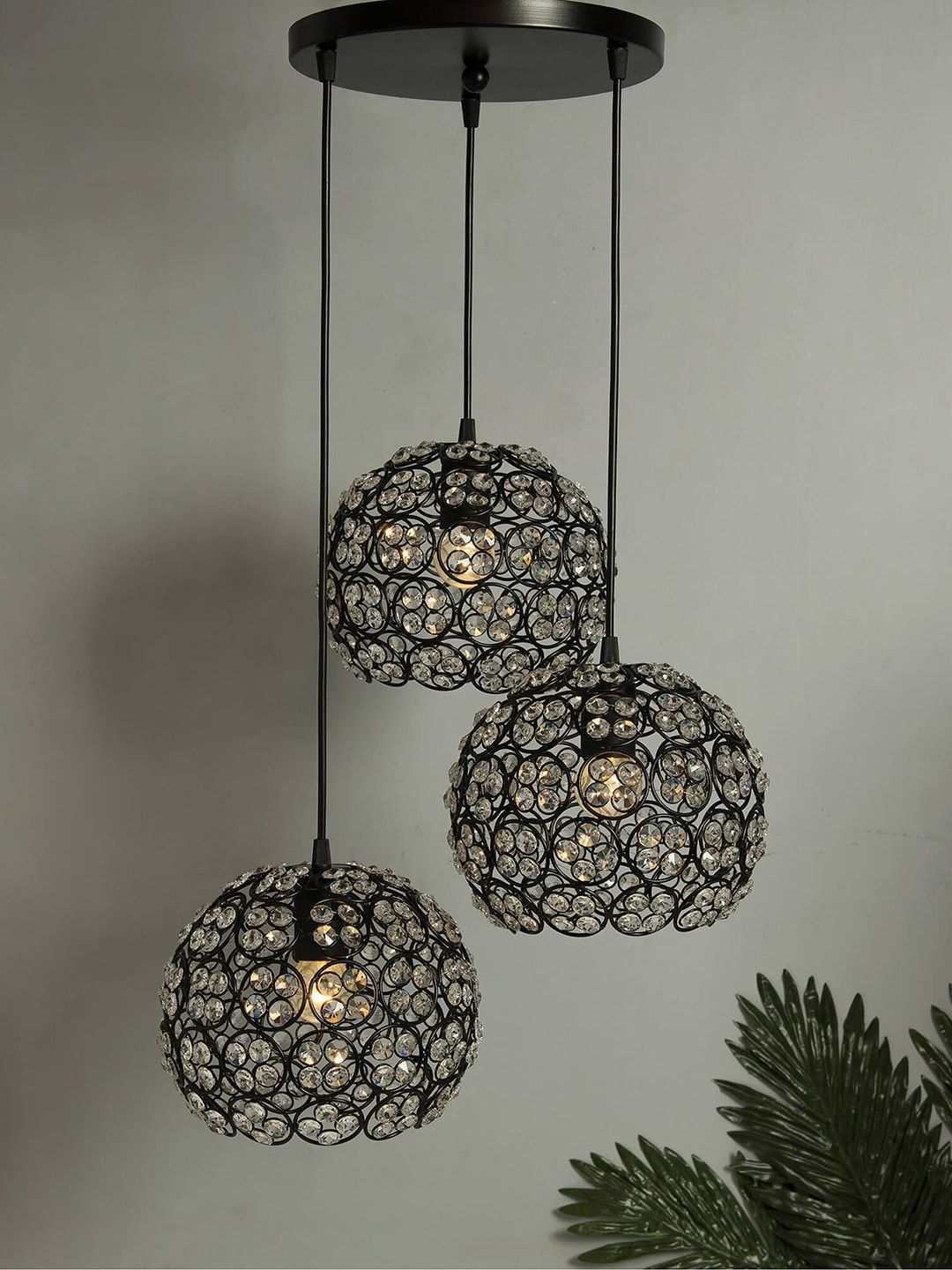 Homesake Black & Transparent Handcrafted Quad Crystal Cluster Light-picture-51