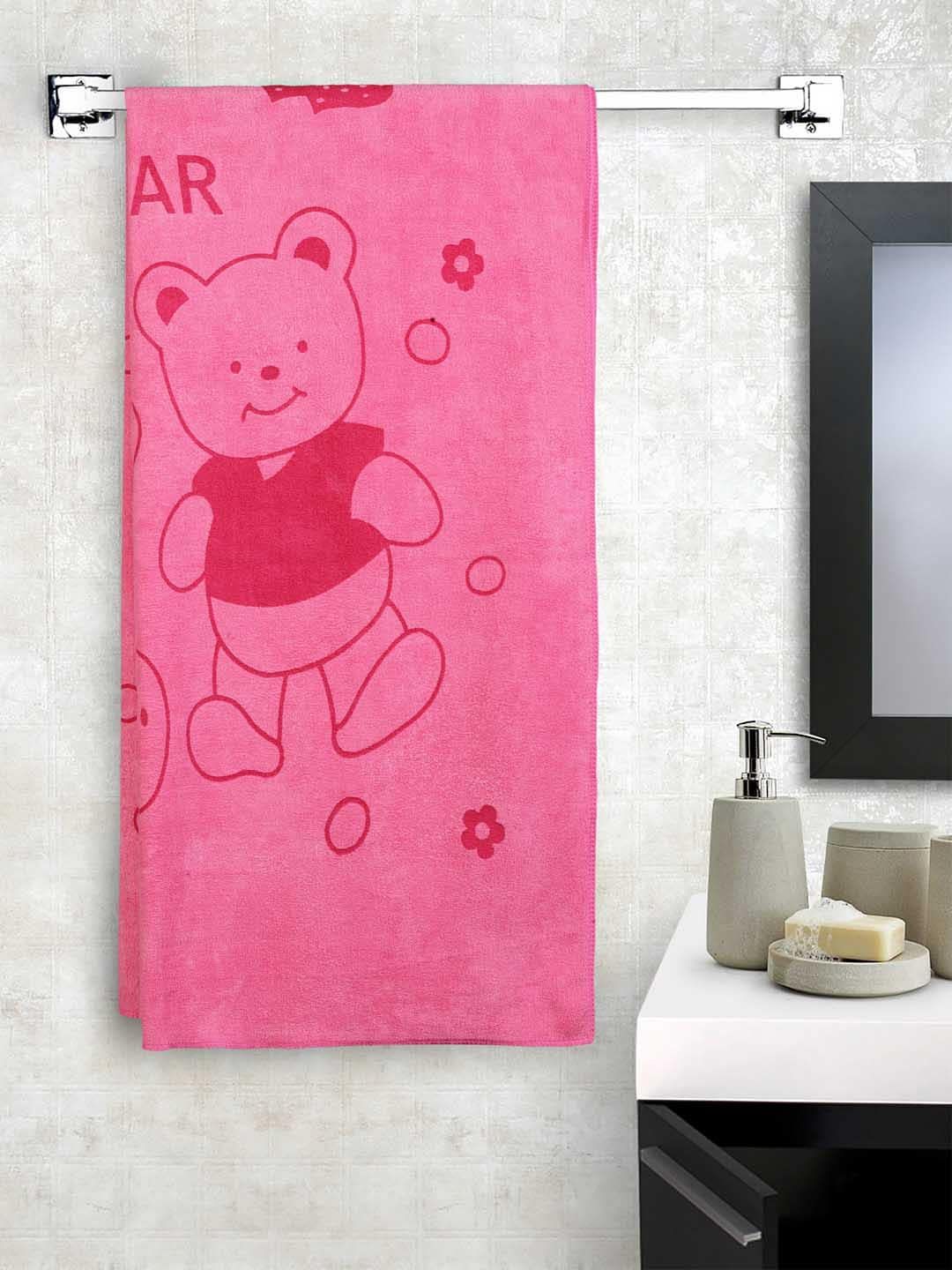 Cortina Unisex Pink Printed 300 GSM Bath Towel-image-48