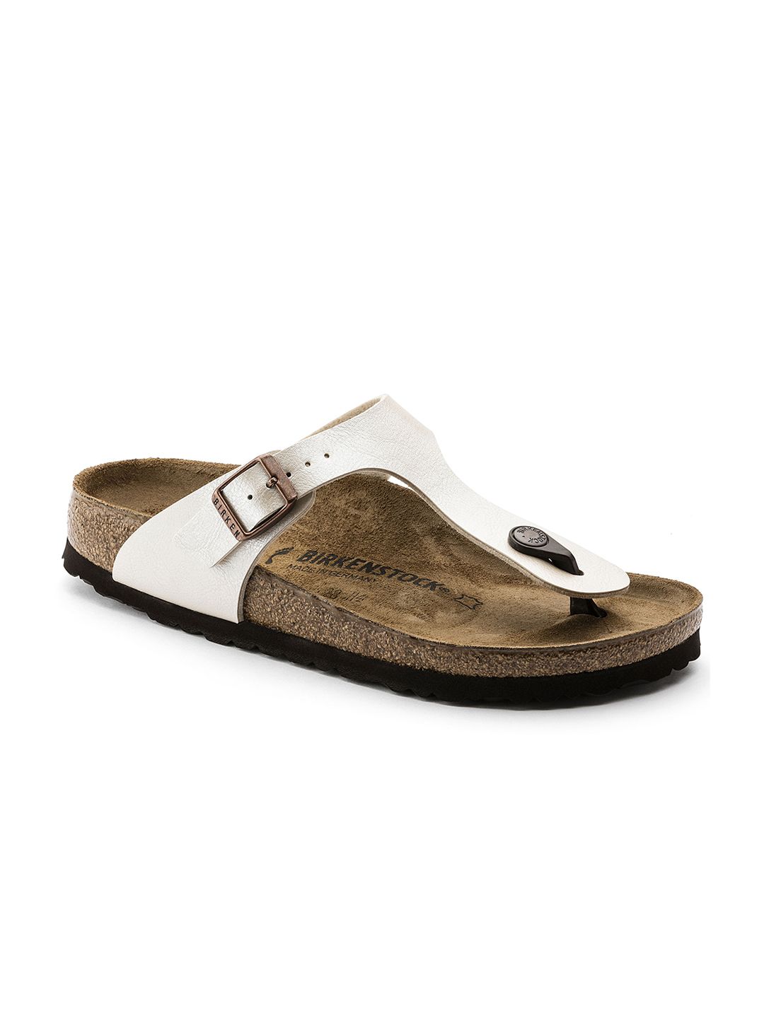Birkenstock White Solid Gizeh Birko-Flor T-Strap Regular Width Flats-image-15