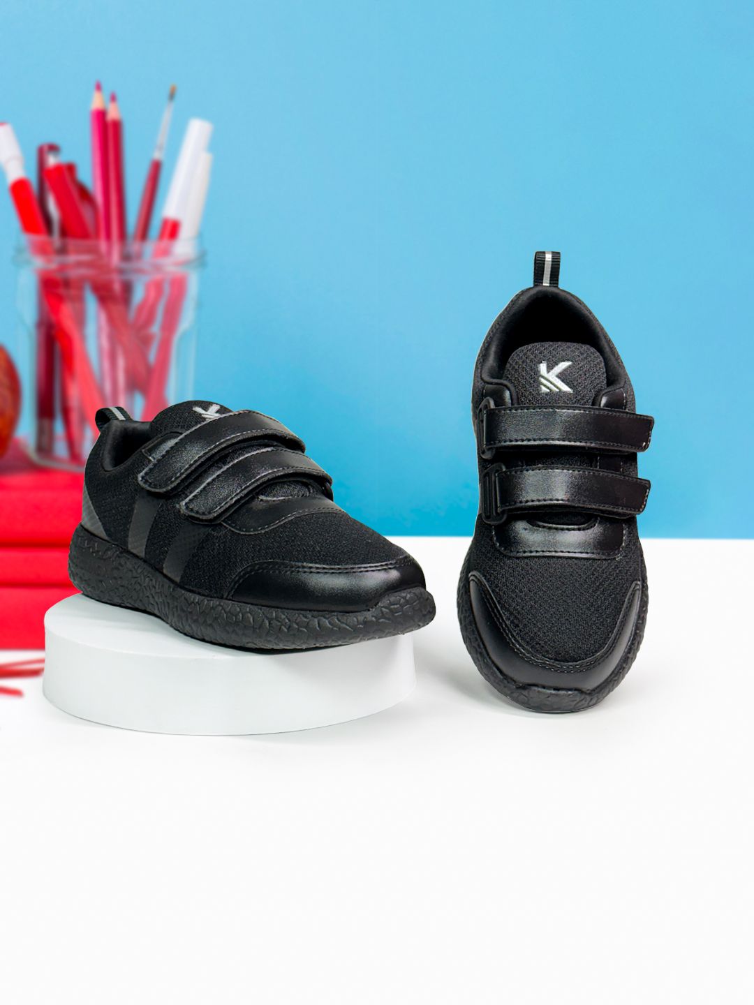 KazarMax Kids Black Solid School Shoes-picture-49