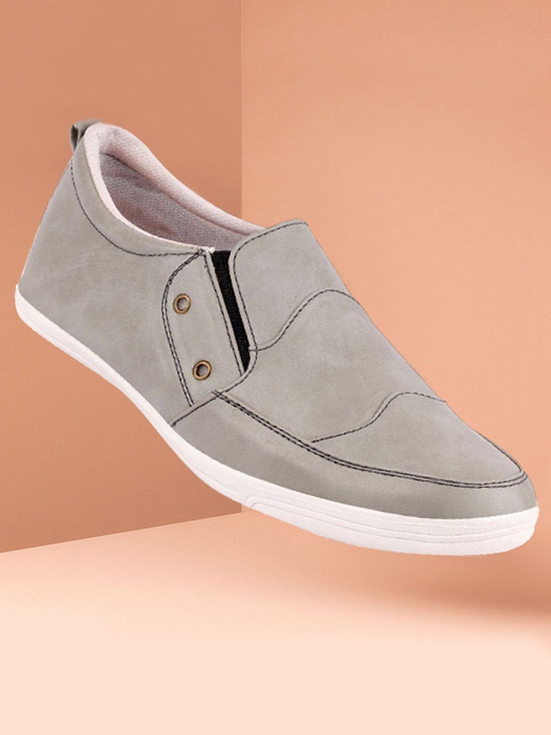 FAUSTO Men Grey Slip-On Sneakers-picture-33