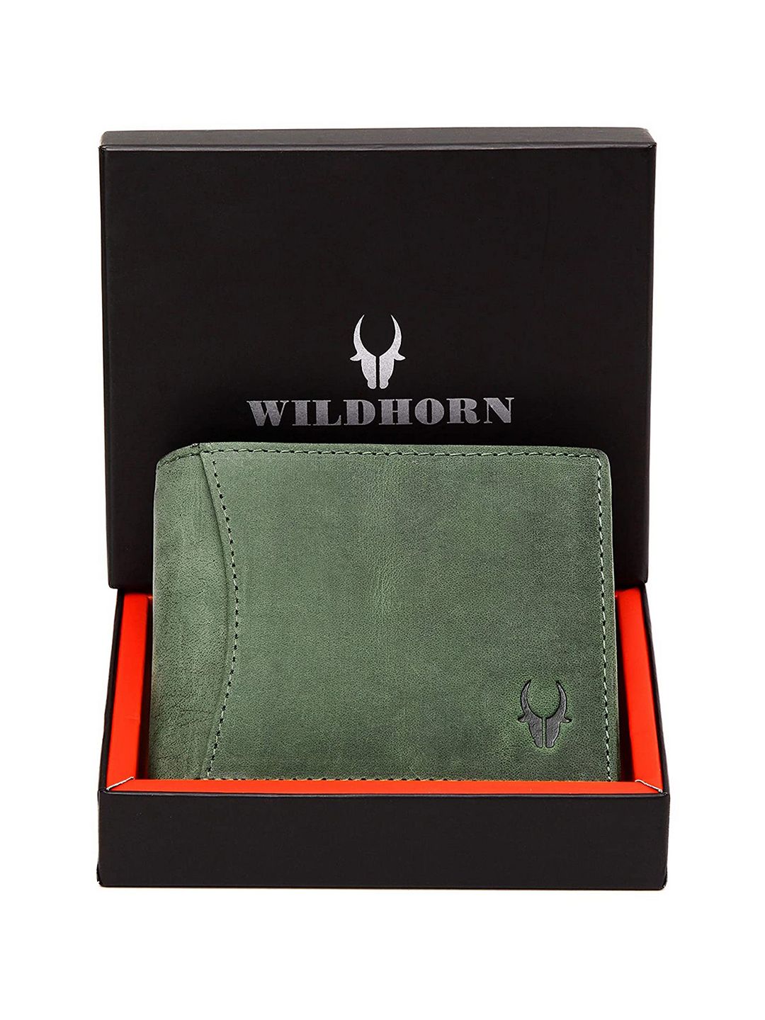 WildHorn Men Green Solid RFID Protected Leather Two Fold Wallet-picture-12