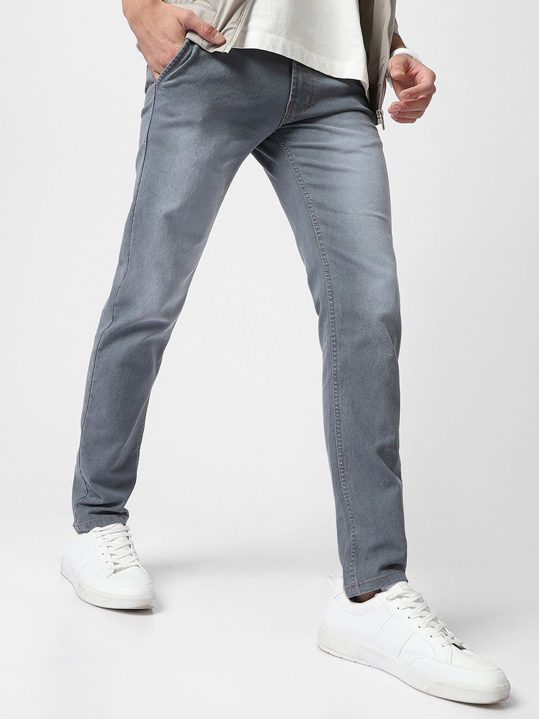 Urbano Fashion Men Grey Slim Fit Mid-Rise Clean Look Stretchable Jeans-picture-14