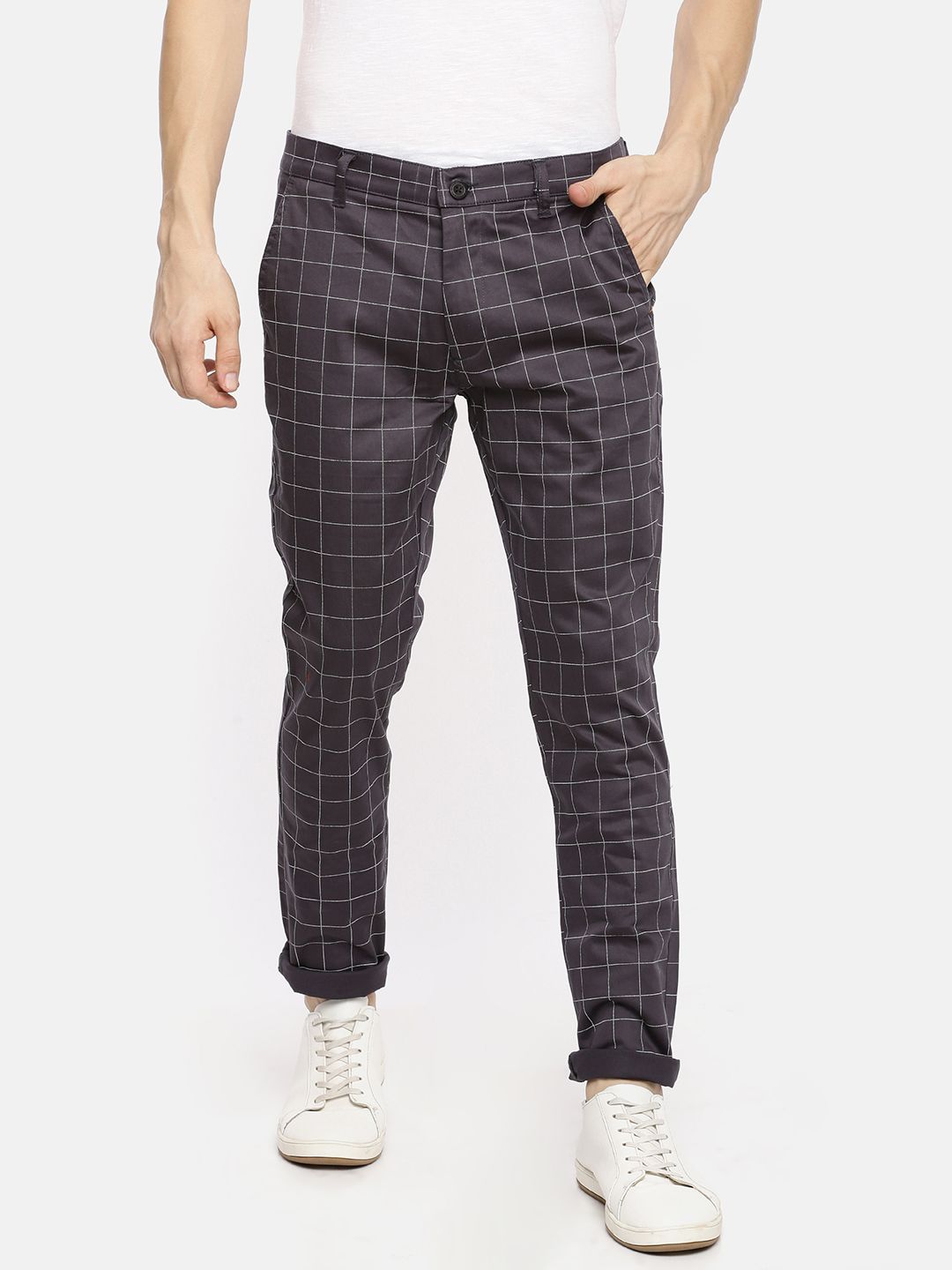 Buy Beige Check Wide Legged Formal Trousers Online  FableStreet