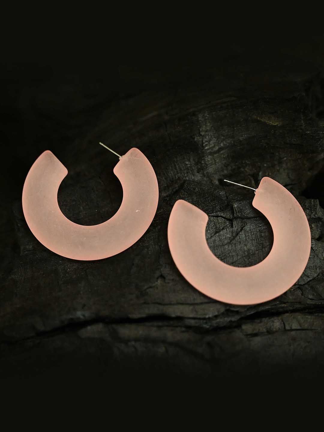 Just Peachy Pink Half Hoop Earrings-image-45