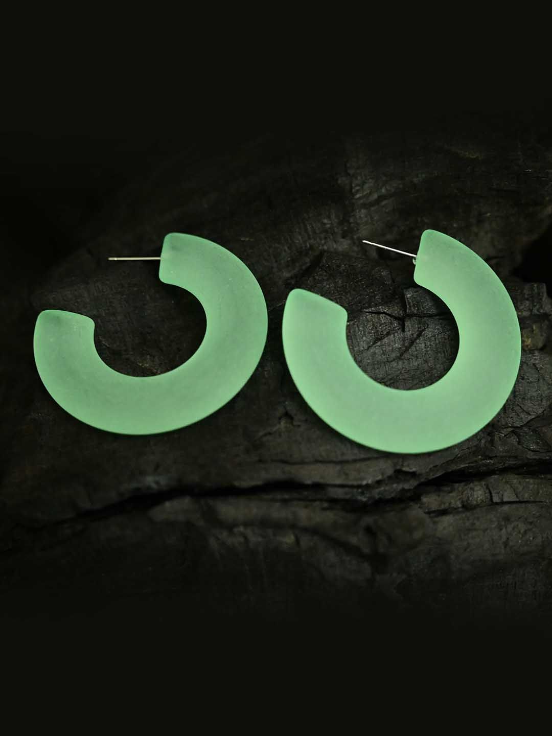 justpeachy Green Circular Half Hoop Earrings-image-9