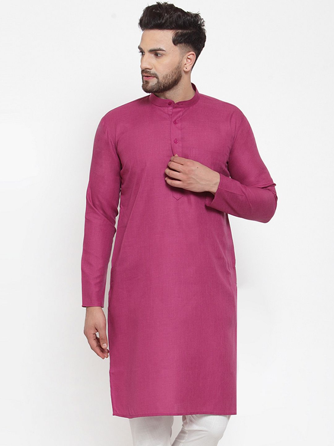 Jompers Men Pink Solid Straight Kurta-picture-32