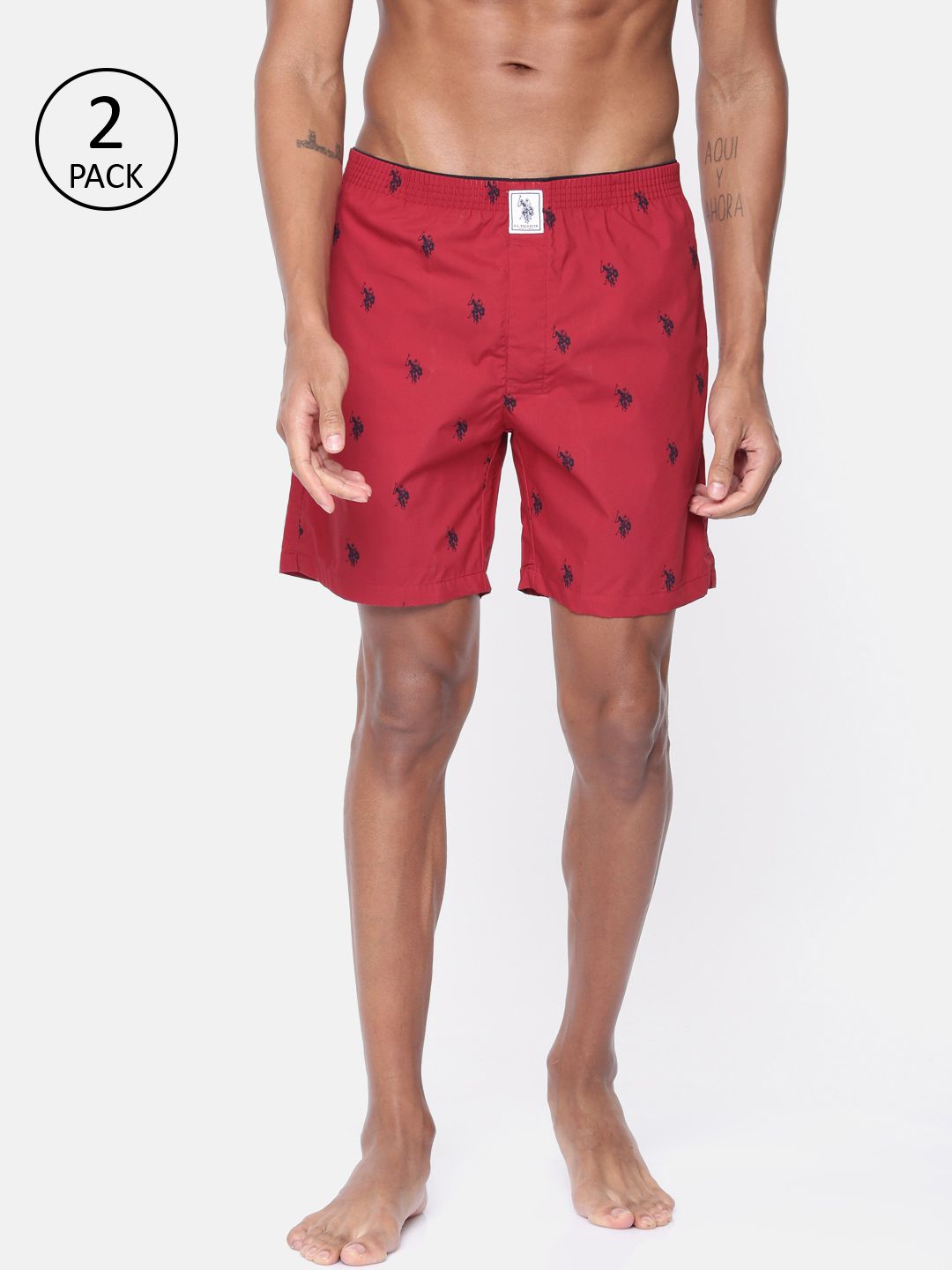 U.S. Polo Assn. Men Pack of 2 Red Printed Boxers-picture-37