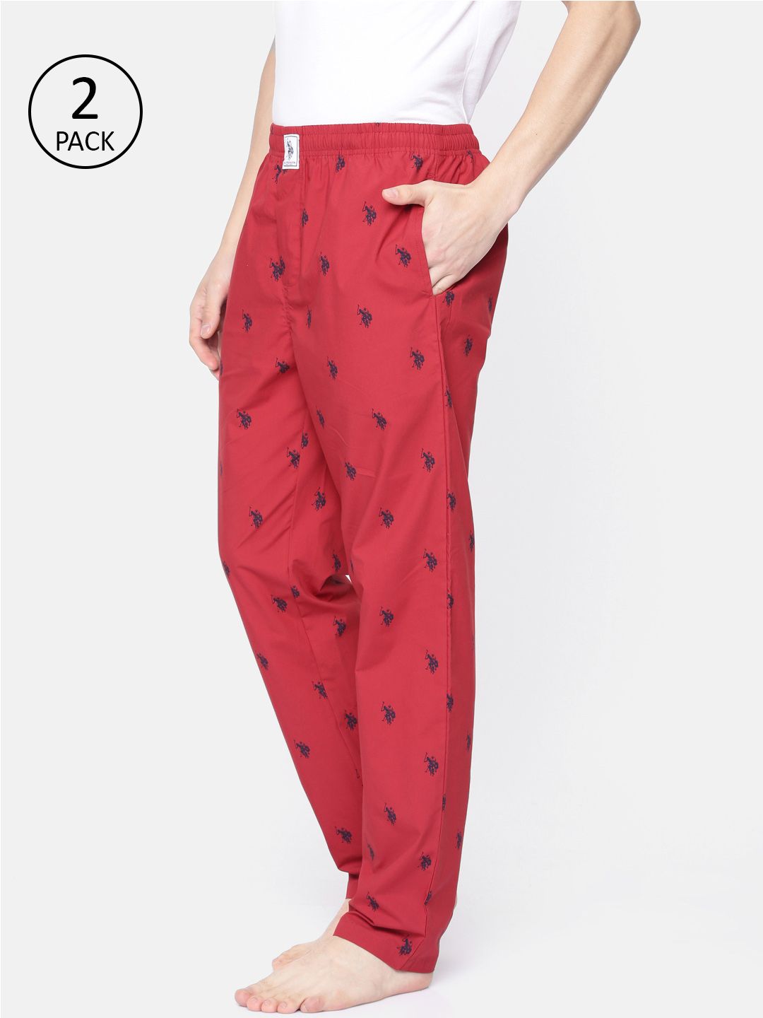 U.S. Polo Assn. Men Red and Black Printed Lounge Pants-picture-28