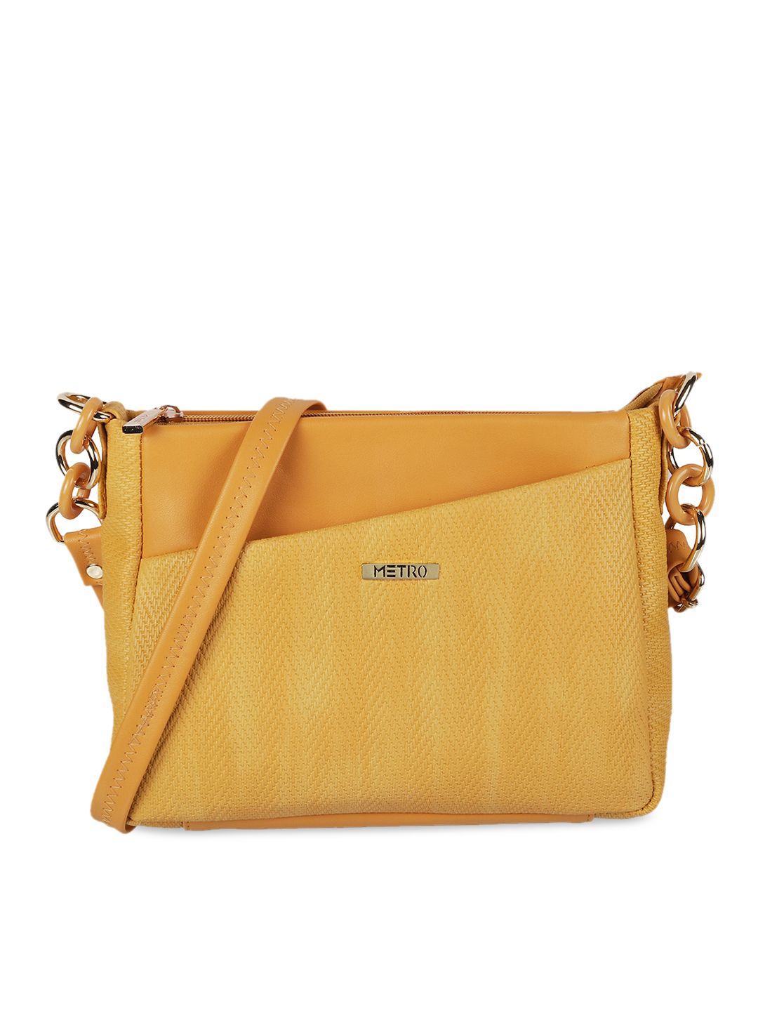 Metro Yellow Textured Sling Bag-picture-10