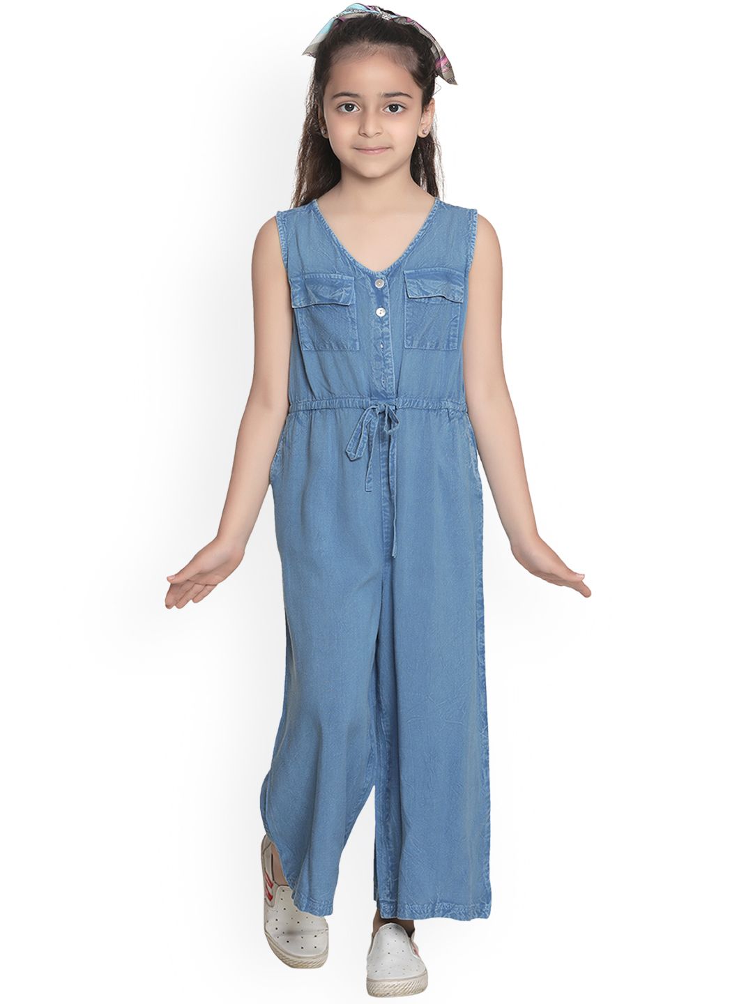 StyleStone Girls Blue Solid Jumpsuit-picture-18