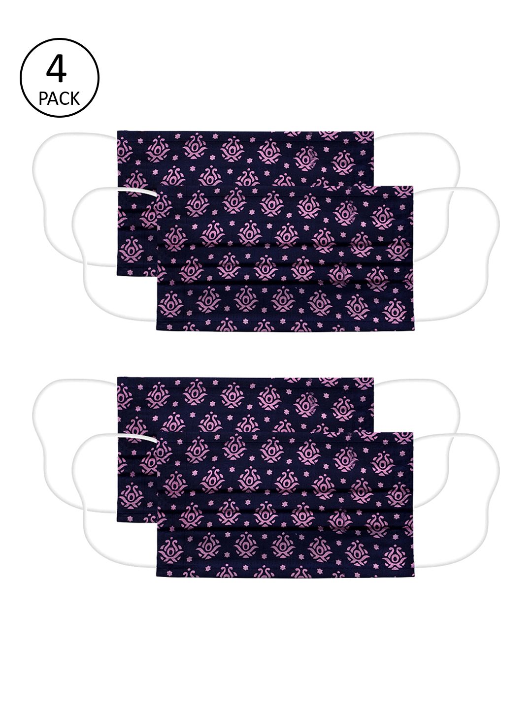 Voylla Unisex Purple Printed 4 Pcs 2 Ply Reusable Outdoor Fabric Masks-image-21