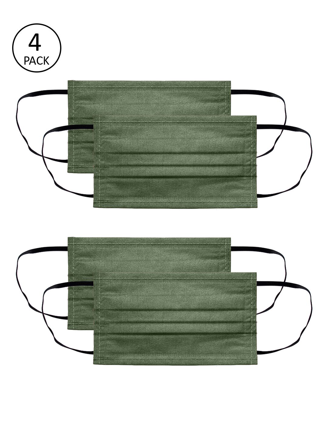 Voylla Unisex Olive Green 4 Pcs 2 Ply Reusable Outdoor Fabric Masks-image-10