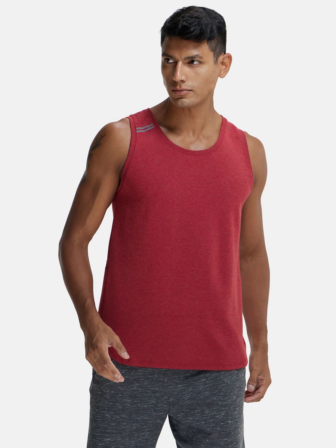 Jockey Men Maroon Solid Round Neck Lounge Tank T-Shirt-picture-28