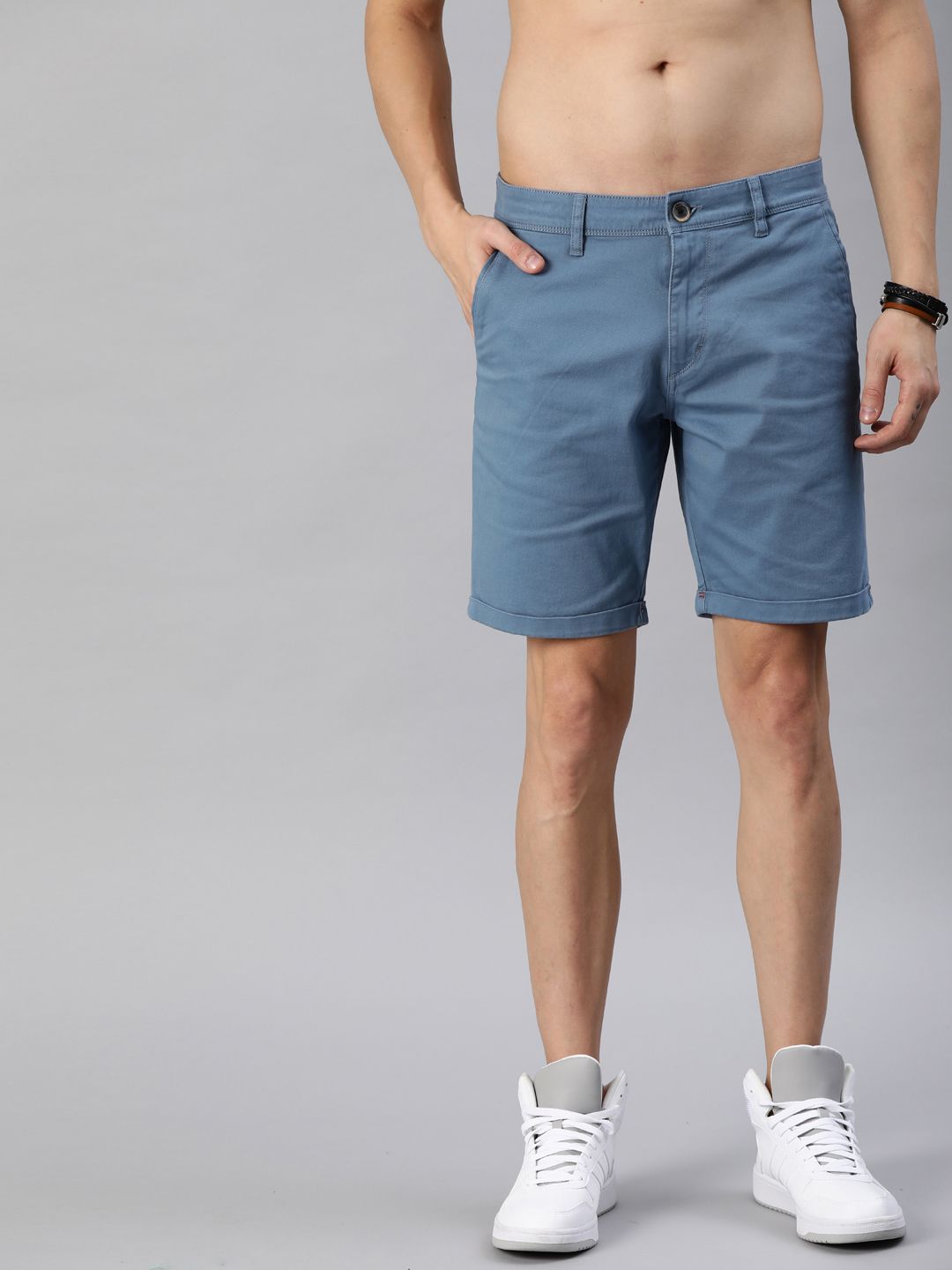 Roadster Men Blue Solid Regular Fit Chino Shorts-picture-12