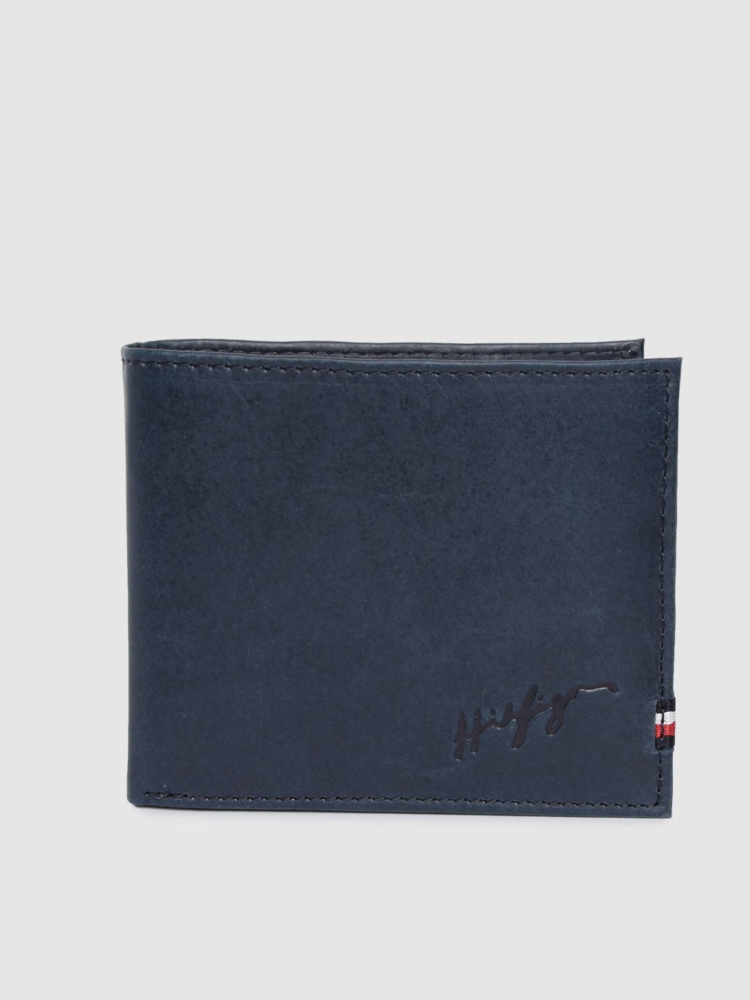Tommy Hilfiger Men Blue Solid Genuine Leather Two Fold Wallet-image-6