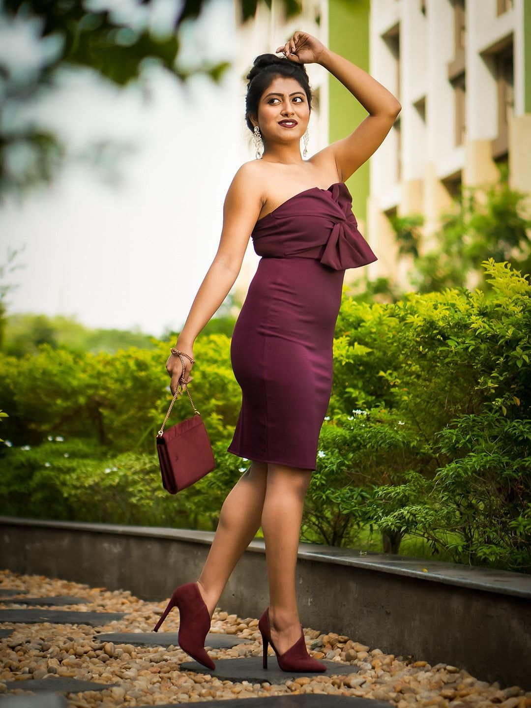 Athena Burgundy Sheath Dress-picture-31