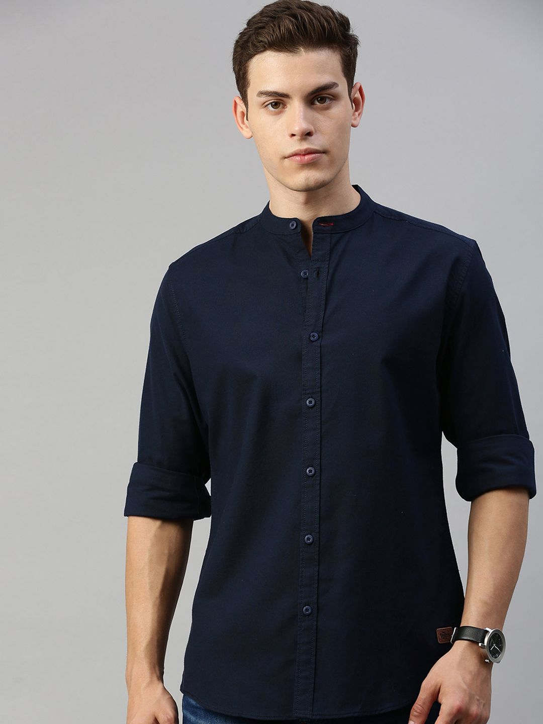 Roadster Men Navy Blue Regular Fit Solid Sustainable Casual Shirt ...