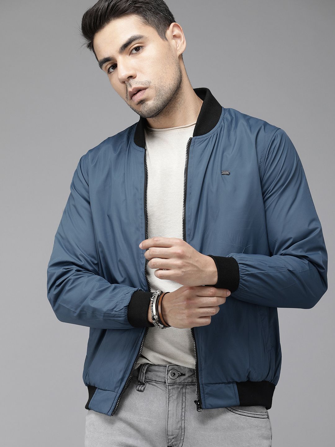 Roadster Men Teal Blue Solid Bomber Jacket - Price History