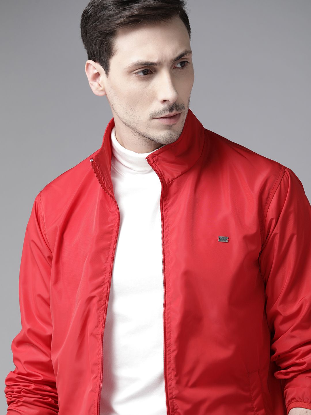 Roadster Men Red Solid Lightweight Tailored Jacket Price History 