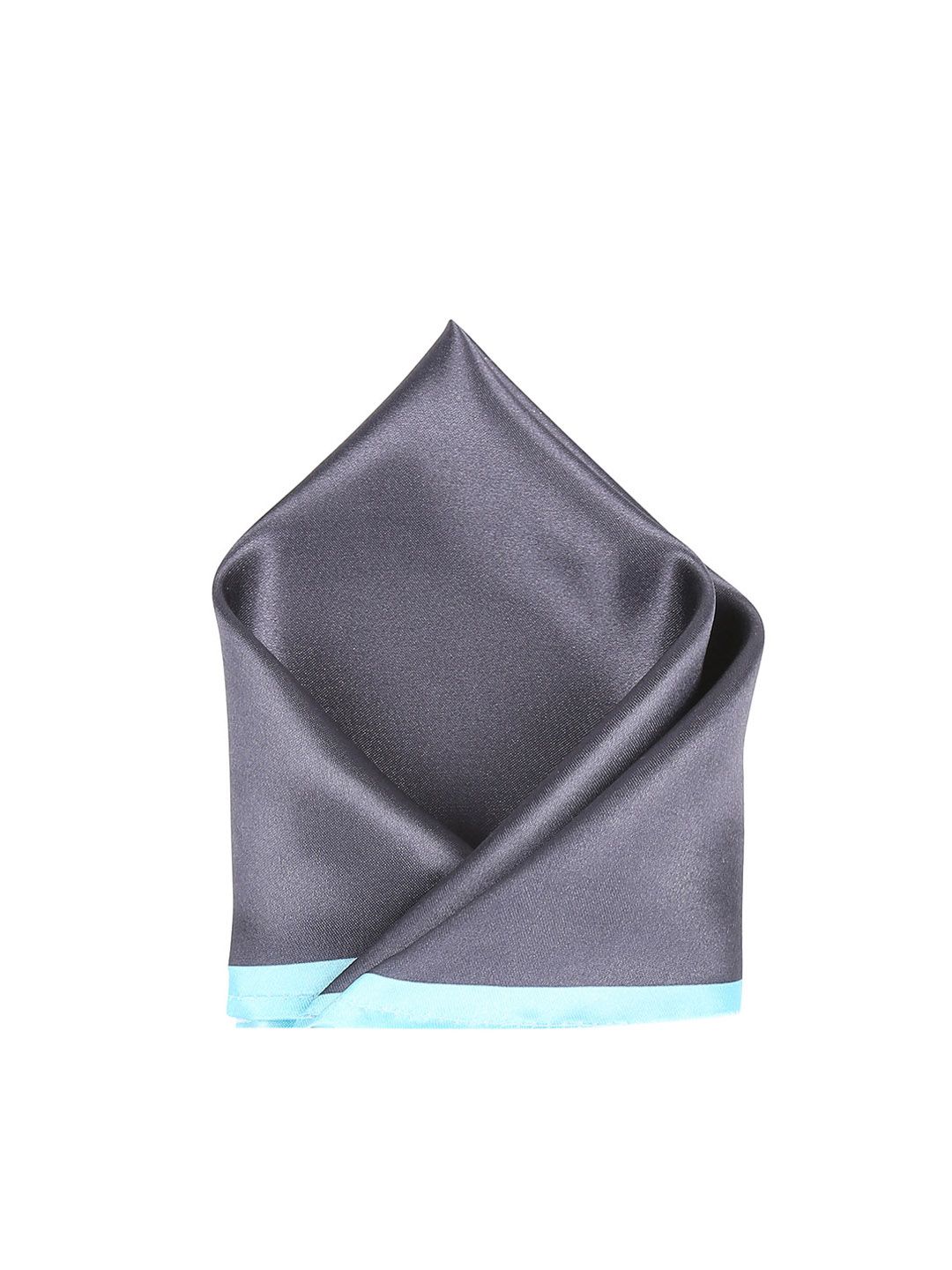 Blacksmith Men Charcoal Grey & Turquoise Blue Striped Pocket Square-picture-45