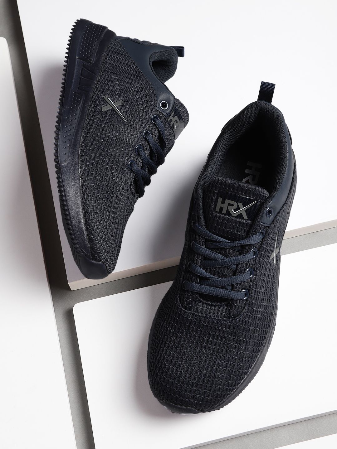 Hrx men's navy sale & grey running shoes