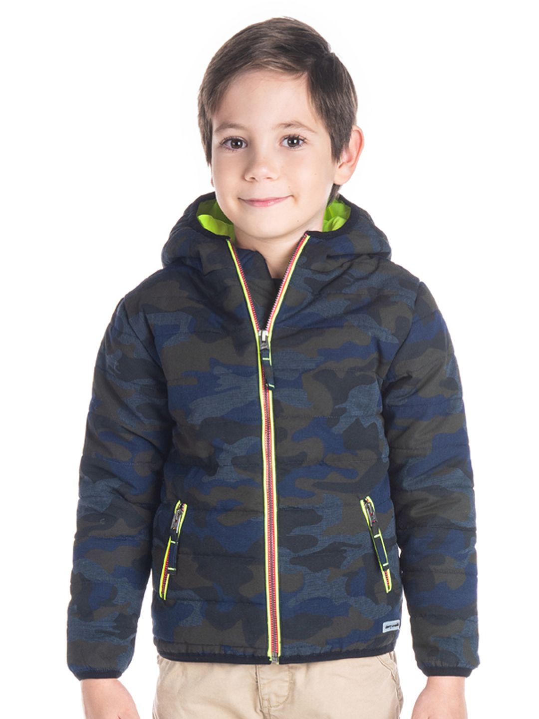 Cherry Crumble Unisex Kids Black & Charcoal Grey Camouflage Print Hooded Padded Jacket-picture-19
