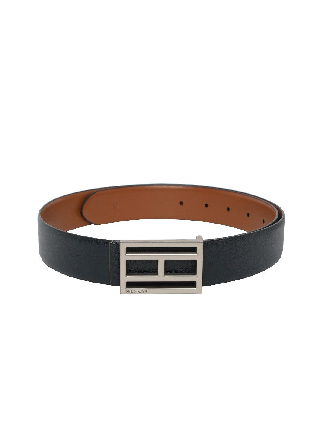 Tommy Hilfiger Men Navy Blue & Brown Leather Reversible Solid Belt-picture-17