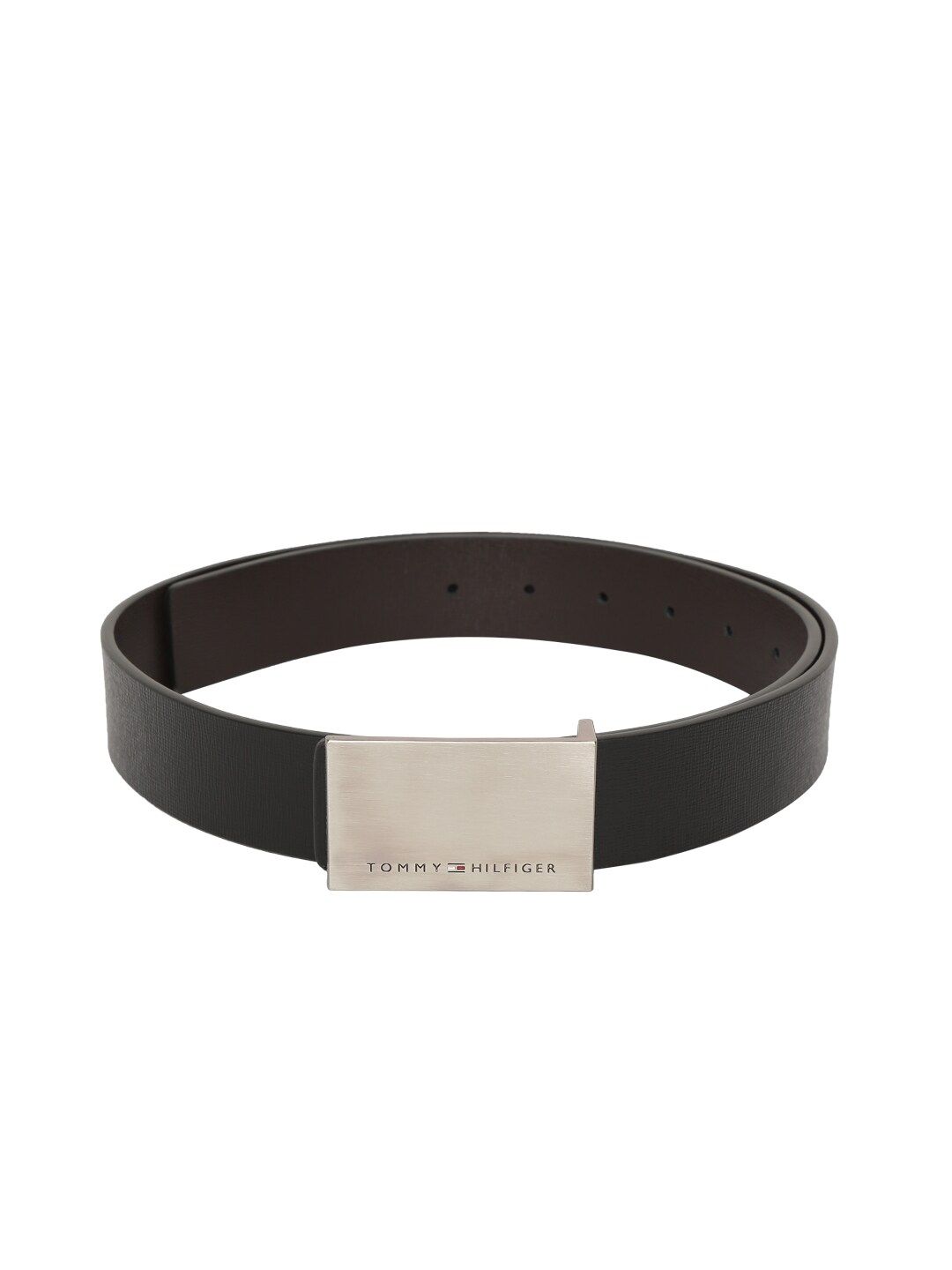 Tommy Hilfiger Unisex Black & Brown Textured Reversible Leather Belt-picture-54